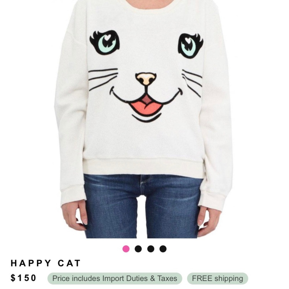 RARE Wildfox Happy Cat Pullover Crewneck - Picture 6 of 13
